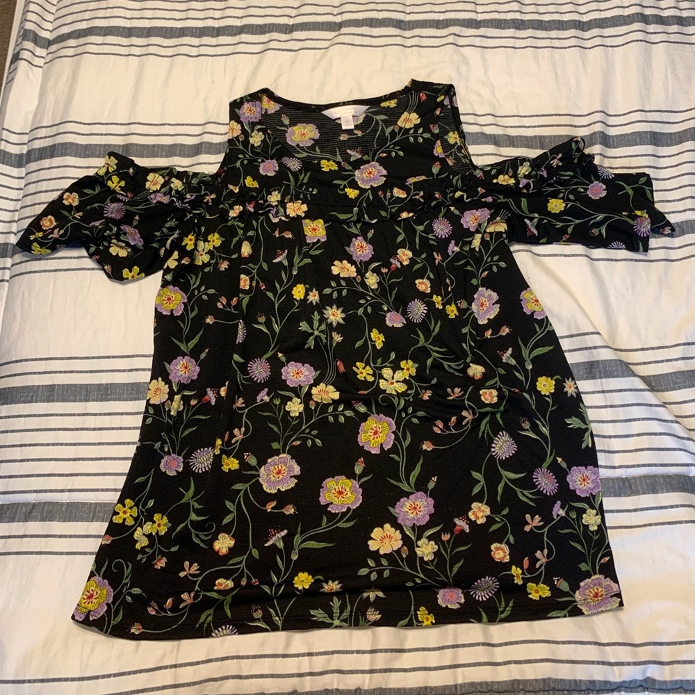 Floral cold shoulder top
